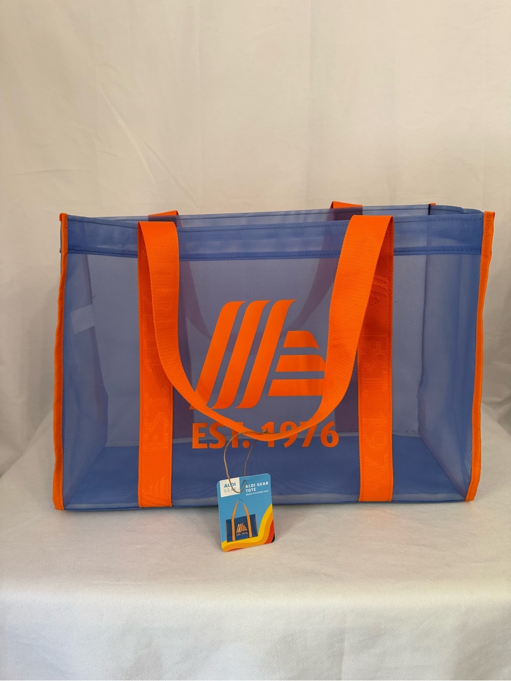 Aldi Gear Tote Bag 50th Anniversary Large Mesh Utility Bag Blue 1976
